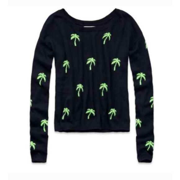 Classic Hollister Palm Tree Print Knit Pullover Sweater - Picture 3 of 7